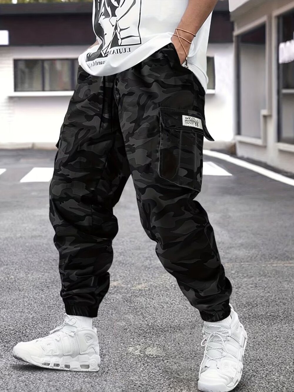Men's Big Tall Size 5XL Camouflage Pants Wearable Work Pants Multi-Pocket Casual